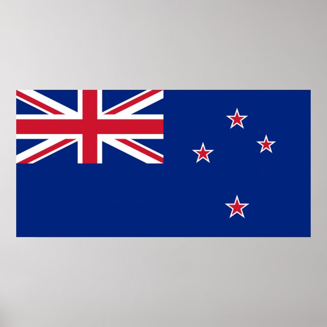 Affiche Drapeau national de Nouvelle-Zélande, Kiwis, Océan (Devant)