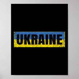 Affiche Drapeau National Ukrainien Vintage Carte Ukraine P