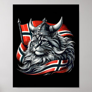 Affiche Drapeau norvégien Viking Norvège