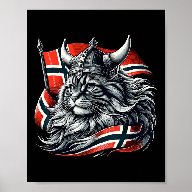 Affiche Drapeau norvégien Viking Norvège (Devant)