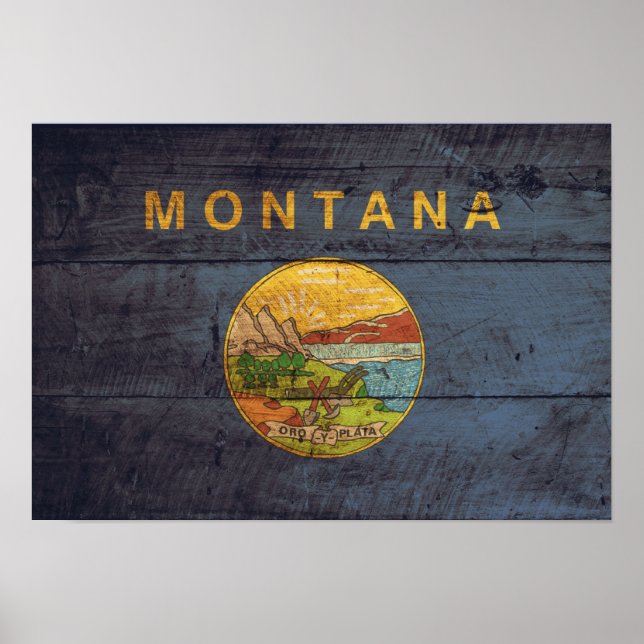 Affiche Drapeau Old Wood Montana (Devant)