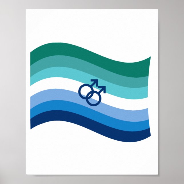 Affiche Drapeau ondoyant azur de la fierté de l'amour gay  (Devant)