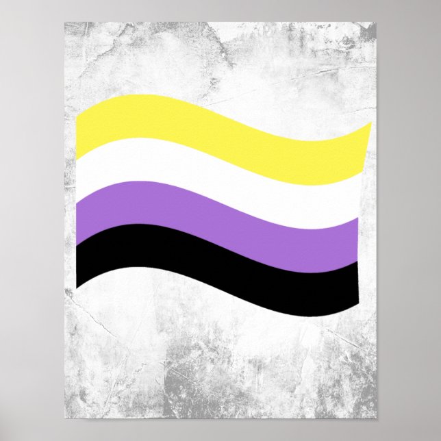 Affiche Drapeau ondoyant non binaire (Devant)