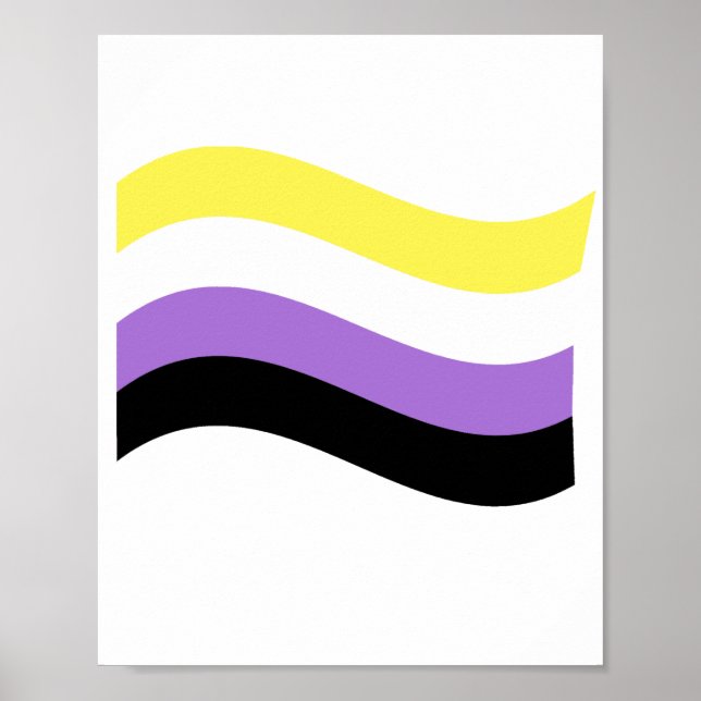 Affiche Drapeau ondulant non binaire (Devant)