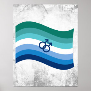 Affiche Drapeau ondulé azur de la fierté de l'amour gay ma