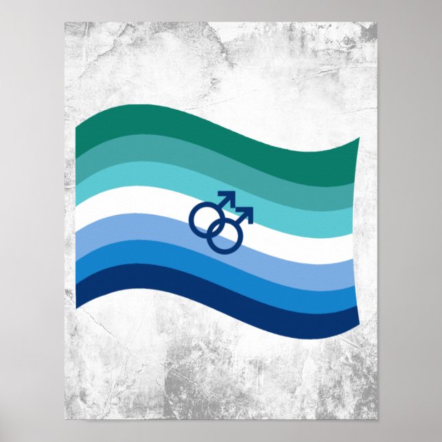 Affiche Drapeau ondulé azur de la fierté de l'amour gay ma (Devant)