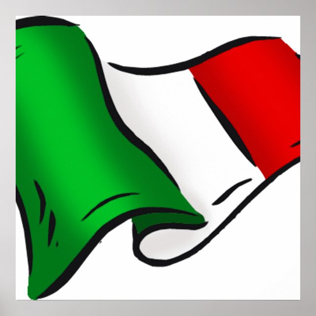 Affiche Drapeau ondulé italien (Devant)