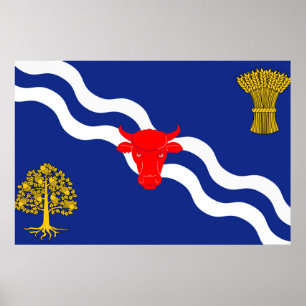 Affiche Drapeau Oxfordshire oxford england province symbol