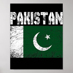 Affiche Drapeau pakistanais patriotique en détresse Hommes