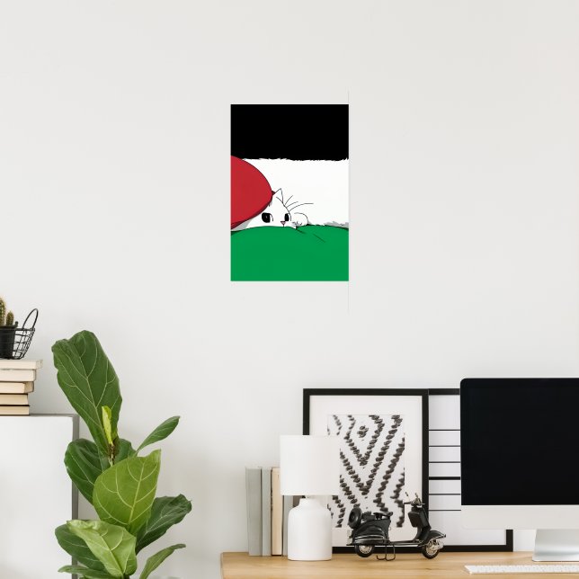 Affiche Drapeau PALESTINE GRATUIT Chat (Bureau à domicile)