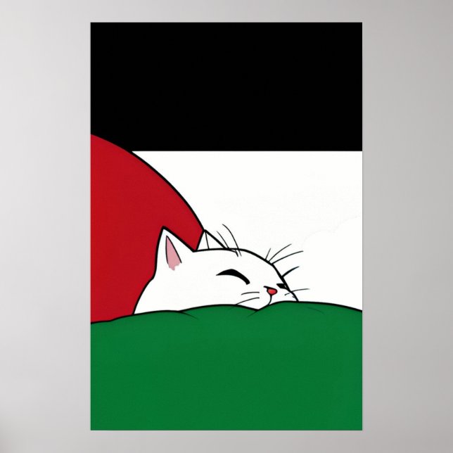 Affiche Drapeau PALESTINE GRATUIT Chat (Devant)