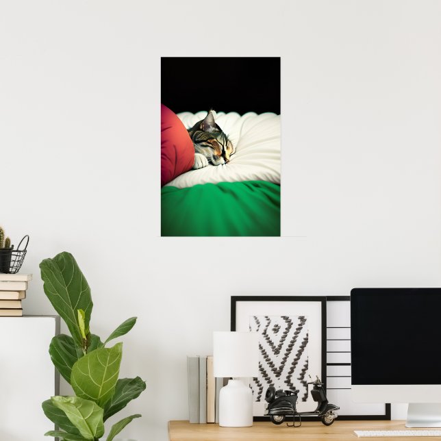 Affiche Drapeau PALESTINE GRATUIT Chat (Bureau à domicile)