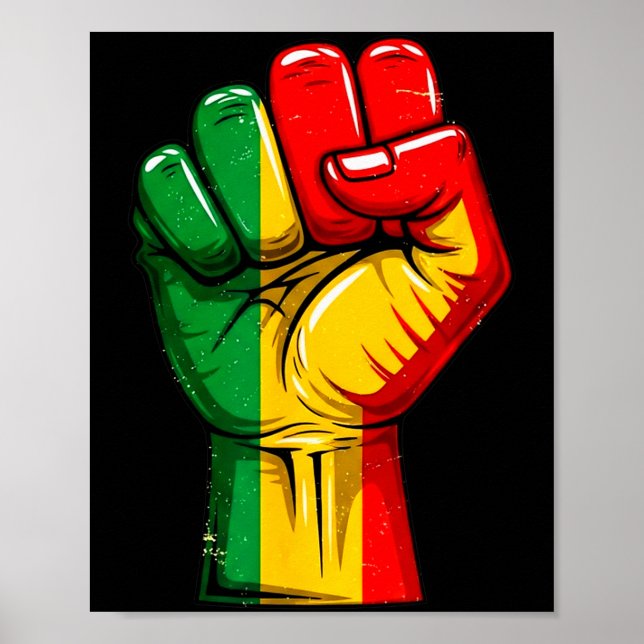 Affiche Drapeau panafricain du poing de Black Power levé F (Devant)