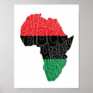 Affiche Drapeau panafricain Noir Histoire Mois Art Design