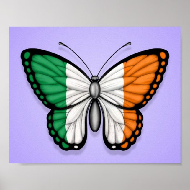 Affiche Drapeau papillon irlandais sur violet (Devant)
