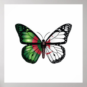 Affiche Drapeau papillon monarque d'Algérie