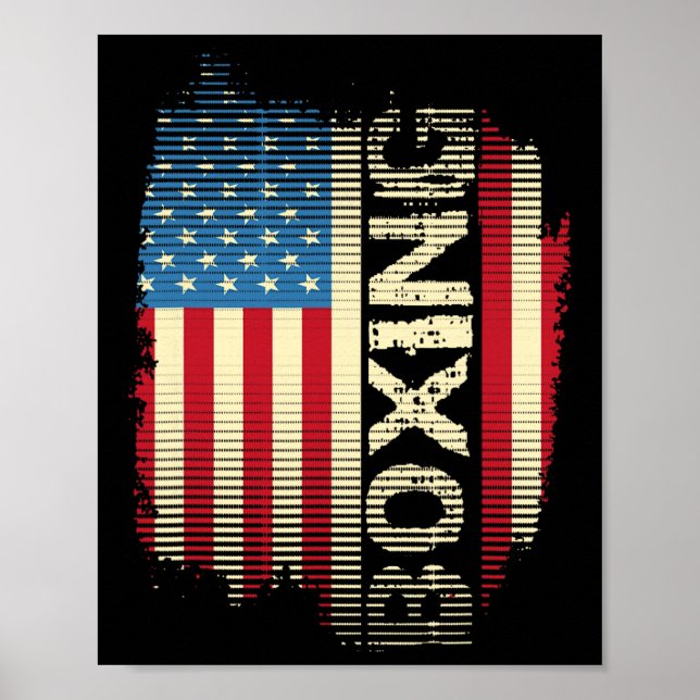 Affiche Drapeau patriotique américain Boxe Kickboxing Kick (Devant)