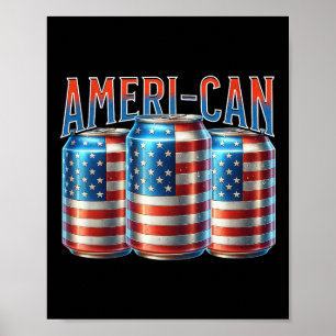 Affiche Drapeau patriotique de bière drôle américain du 4