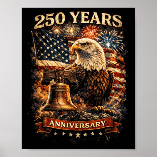 Affiche Drapeau patriotique des États-Unis pour le 250e an