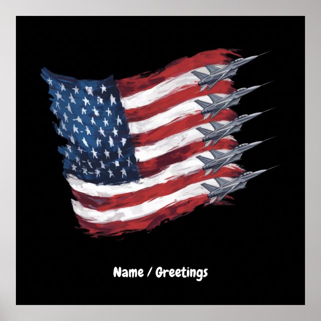 Affiche Drapeau Patriotique USA Jets 4 juillet (Devant)