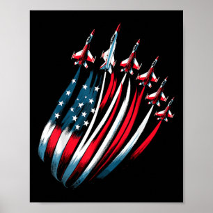 Affiche Drapeau Patriotique USA Jets Boys 4 juillet