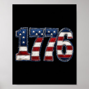 Affiche Drapeau patriotique vintage 1776 Usa Fête du 4 jui