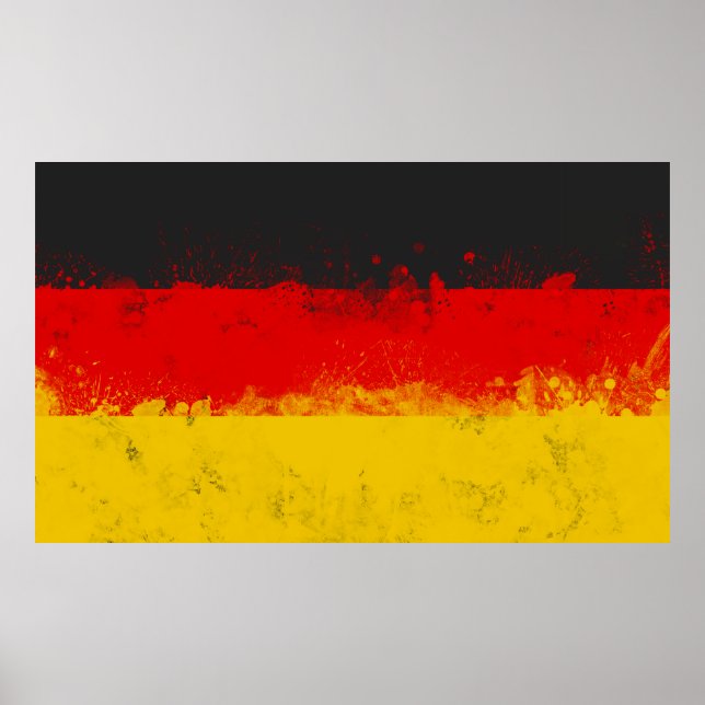 Affiche Drapeau peint Grunge de l'Allemagne (Devant)