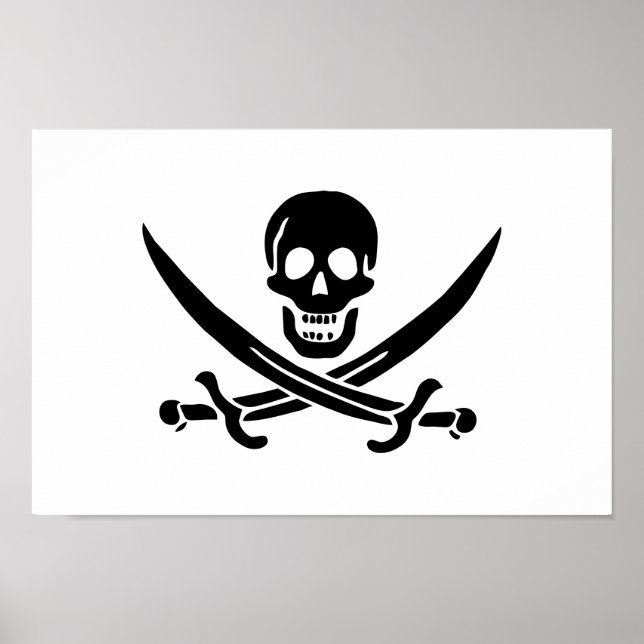 Affiche Drapeau pirate crâne épées croisées (Devant)