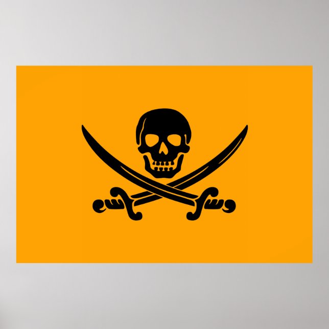 Affiche Drapeau pirate de Jolly roger jaune et noir (Devant)