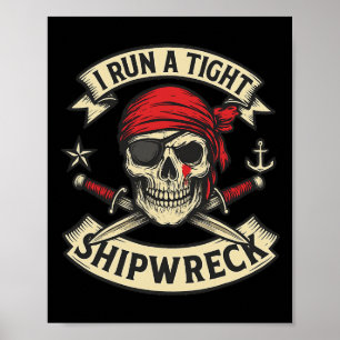 Affiche Drapeau Pirate Et Traverses Je Dirige Un Épave Ser