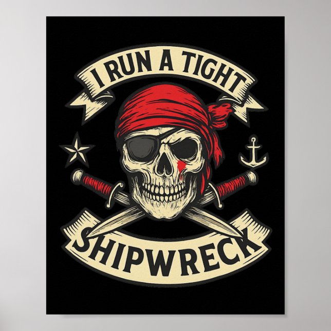 Affiche Drapeau Pirate Et Traverses Je Dirige Un Épave Ser (Devant)