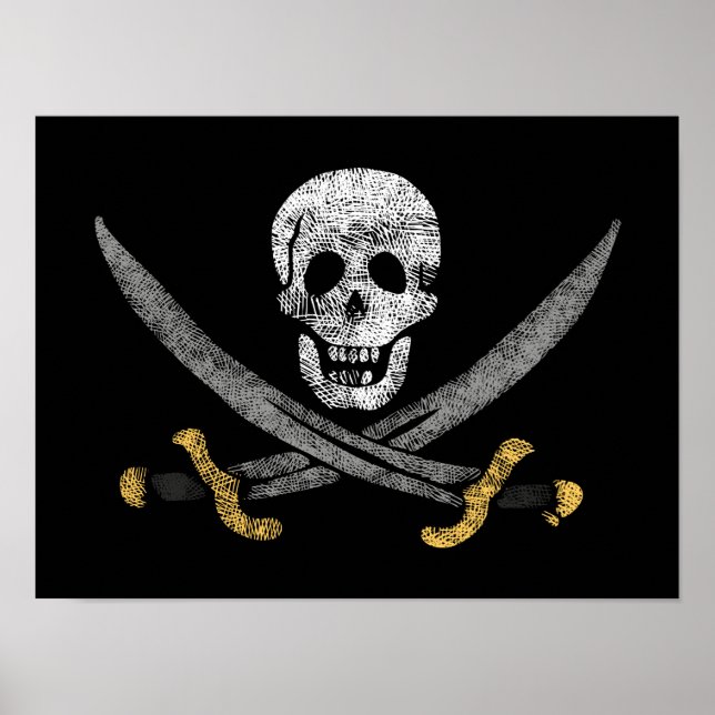 Affiche Drapeau pirate Jolly roger du capitaine Jack Rackh (Devant)