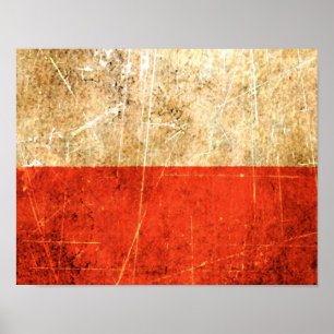 Affiche Drapeau polonais Vintage rayé et usé