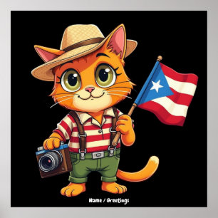 Affiche Drapeau porto-ricain de chats mignons Boricua Hisp
