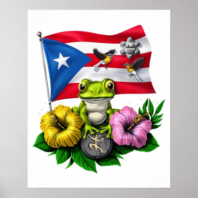 Affiche Drapeau Porto Rico Boricua (Devant)