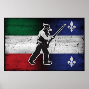 Affiche Drapeau Québec et Patriote Henri Julien érodé