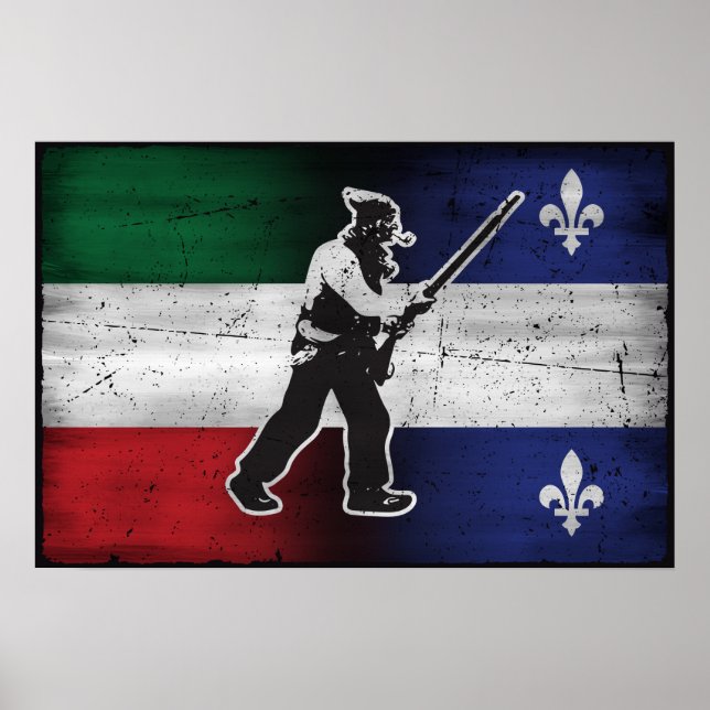 Affiche Drapeau Québec et Patriote Henri Julien érodé (Devant)
