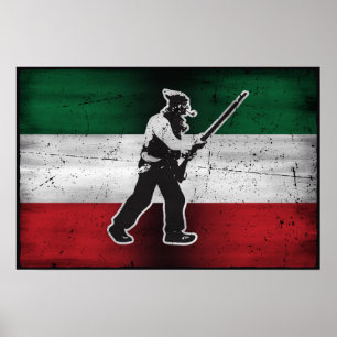 Affiche Drapeau Québec Vieux Patriote Henri Julien érodé