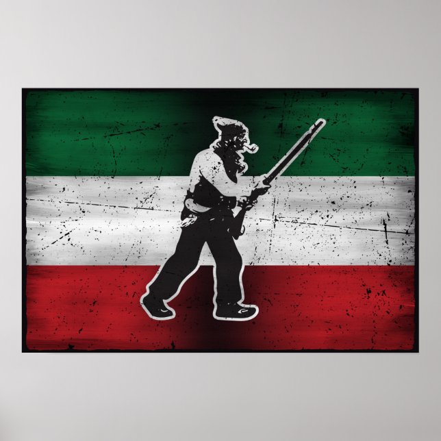 Affiche Drapeau Québec Vieux Patriote Henri Julien érodé (Devant)