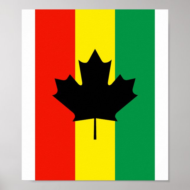 Affiche Drapeau Rasta Reggae feuille d'érable (Devant)
