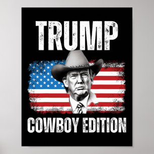 Affiche Drapeau républicain américain 2024 Cowboy Edition