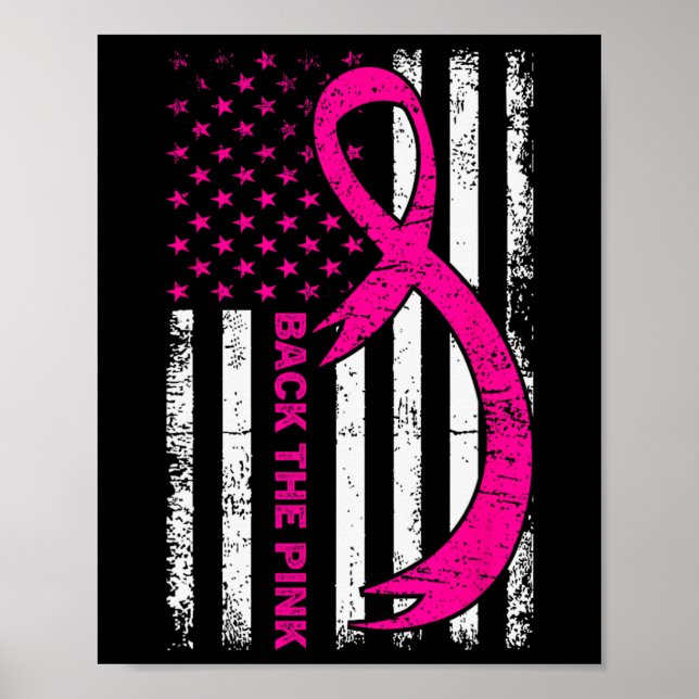 Affiche Drapeau Retour Ruban de sensibilisation au cancer  (Devant)