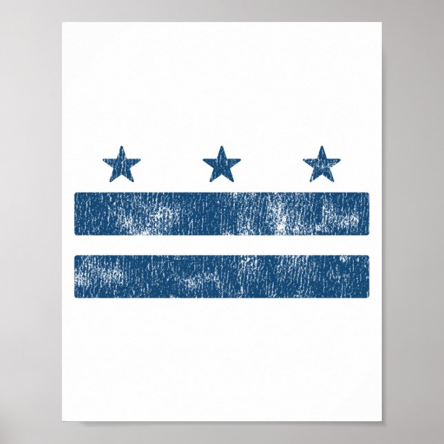 Affiche Drapeau Rétro Bleu De Washington Dc District De Co (Devant)