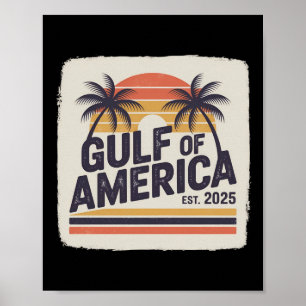 Affiche Drapeau Retro Golfe D'Usa Amérique Est 2025 Golfe 