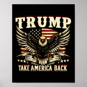 Affiche Drapeau Retro Trump 2025 États-Unis Reprendre l'ai