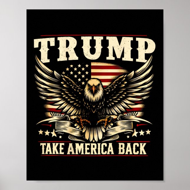 Affiche Drapeau Retro Trump 2025 États-Unis Reprendre l'ai (Devant)