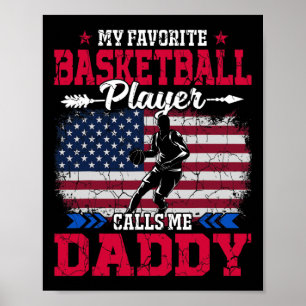 Affiche Drapeau Rétro Usa Sketll Joueur M'appelle Papa 4 J