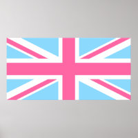 Drapeau rose blanc et bleu Union Jack UK