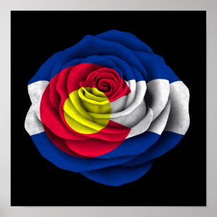Affiche Drapeau Rose du Colorado noir