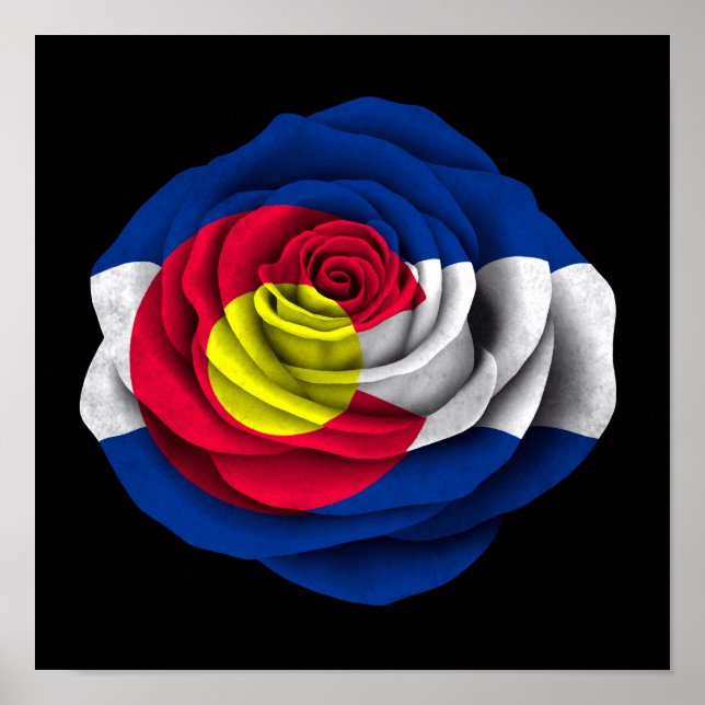 Affiche Drapeau Rose du Colorado noir (Devant)